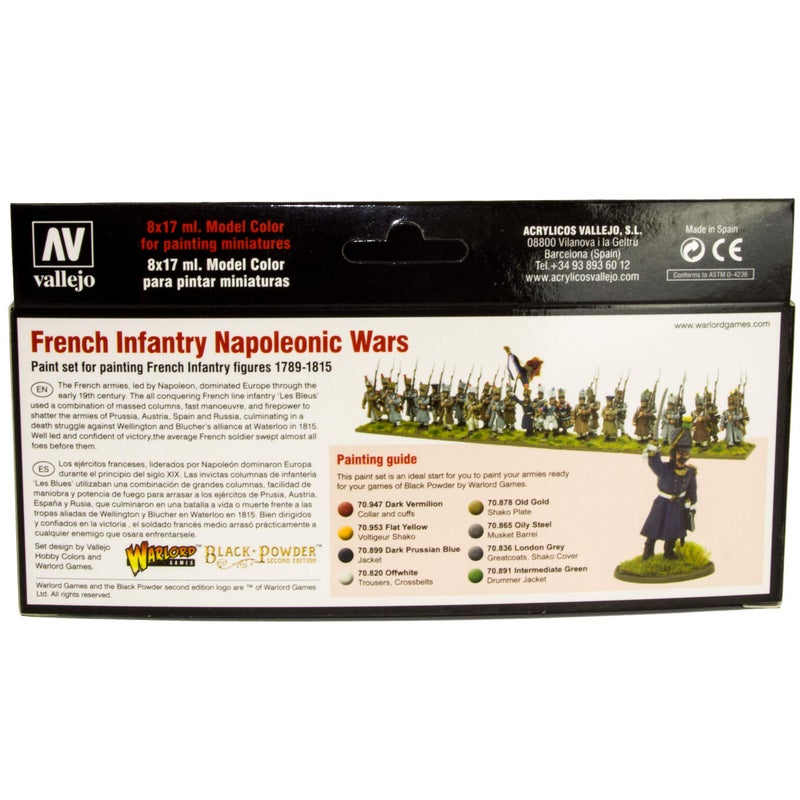 فاليجو مجموعة طلاء Vallejo French Infantry Napoleonic Wars Warlord Games، أسود، 0.5 لتر، 1 أونصة سائلة (عبوة من قطعة واحدة) - Image 2